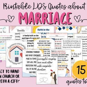 Druckbare LDS Zitate über die Ehe | LDS Hochzeitskarten | LDS Zitate Digitaler Download | Empfang Tischdekoration | Druckbare Zitat Karten