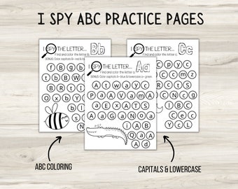 I Spy... ABCs Printable Worksheets | Kids Alphabet Activities | Preschool and Kindergarten Letter Worksheets | Letter Recognition Printable