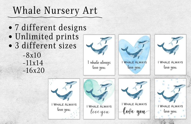Ocean Nursery Wall Decor I Whale Always Love You Printable | Etsy