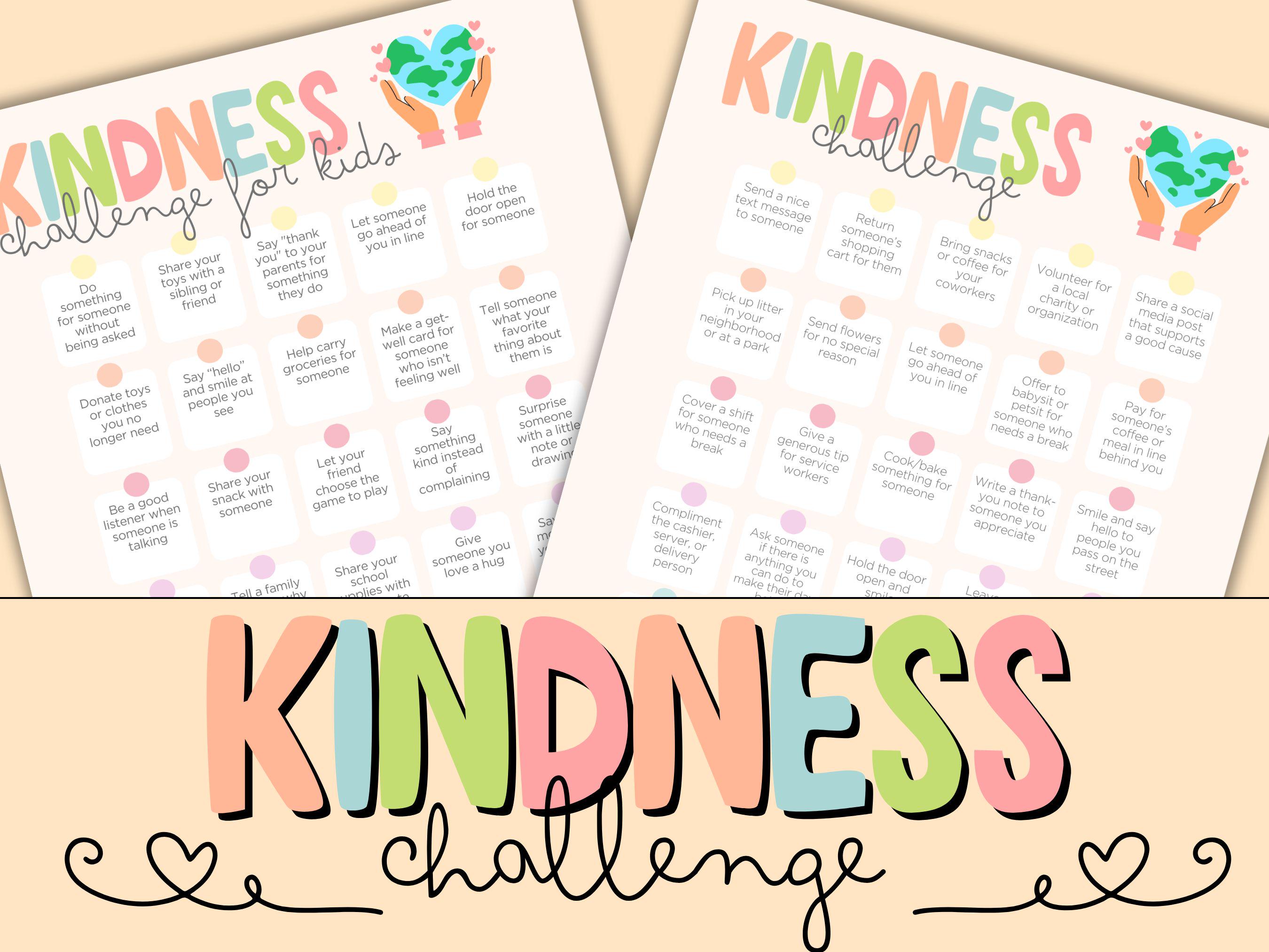 Printable Kindness Challenge for Adults & Kids | Printable Random Acts ...