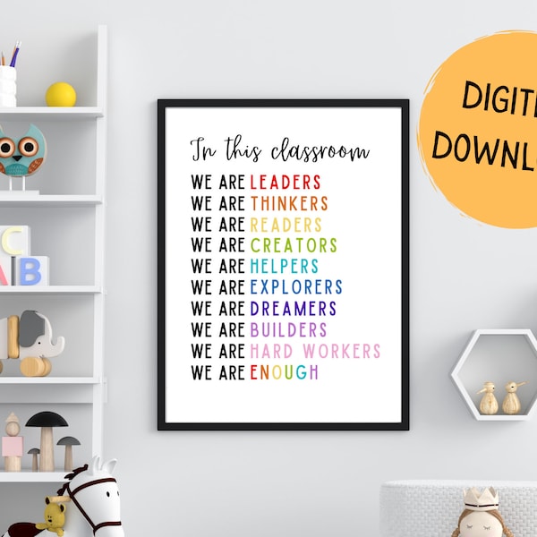 In This Classroom Poster Printable | Classroom Decor | Classroom Rules | Homeschool Decor | Positive Classroom Art | School Affirmations