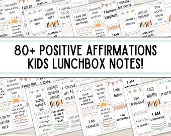 Printbare briefjes voor de lunchbox met positieve affirmaties voor kinderen | Mindfulness-kaartjes voor kinderen | Aanmoedigingskaartjes voor kinderen | Dagelijkse aanmoediging voor kinderen