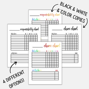 Chore Chart Printable - Responsibility Chart for Kids