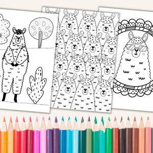 Lama Malvorlagen | Druckbare Malseiten für Kinder, Jugendliche oder Erwachsene | Druckbares Malbuch | Lama Party-Aktivitäten | Lama-Geburtstag
