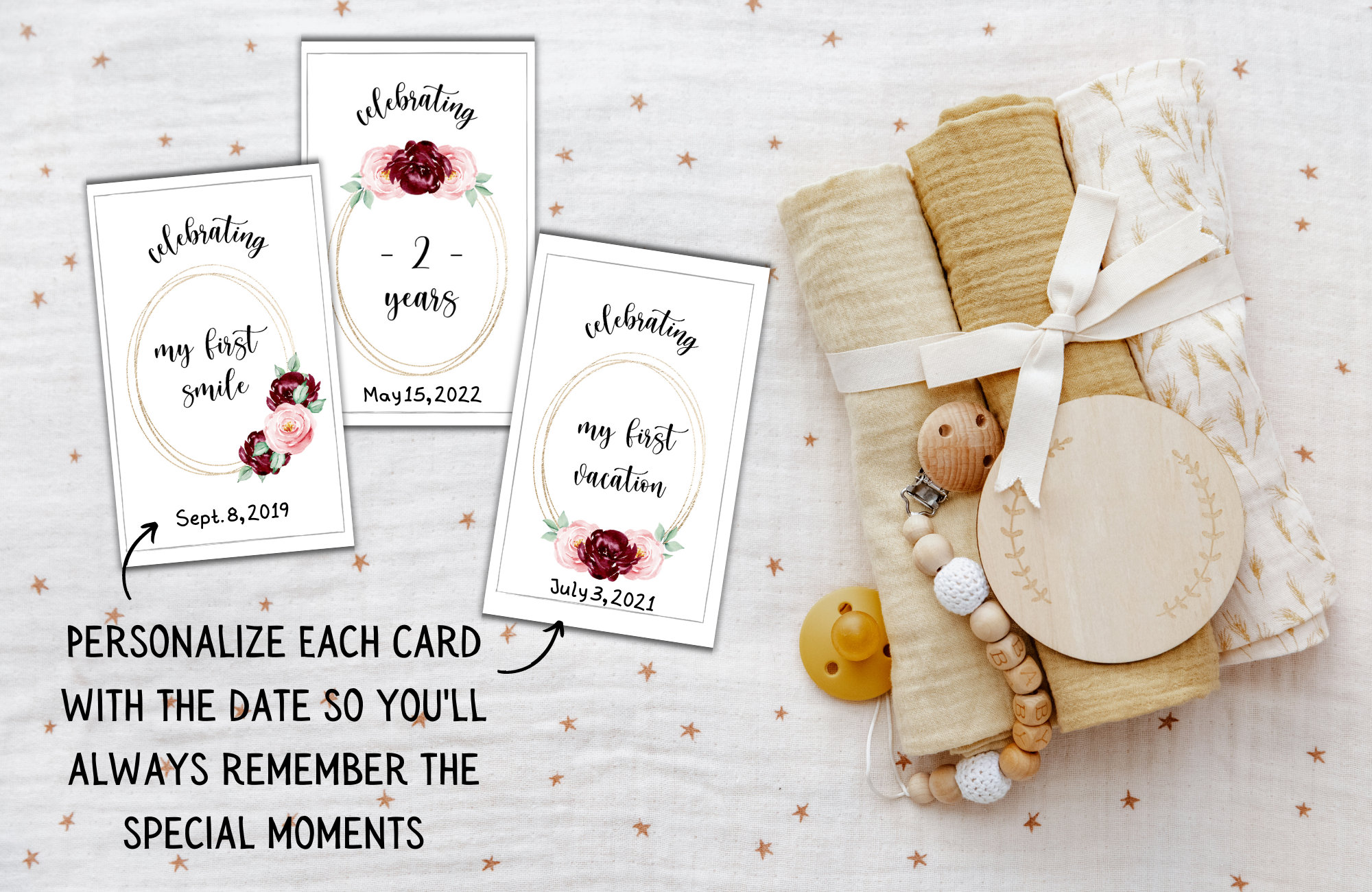 Baby Girl Milestone Cards | Printable Floral Milestone Cards | New Baby ...