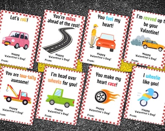 Cars Valentines Day Card Printable | Vehicle Theme Valentine's Cards for Classroom Party | Cars Valentine for Kids | Cars/Trucks/Motorcycles