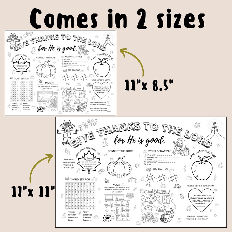 Printable Christian Thanksgiving Coloring Placemat for Kids | Bible ...