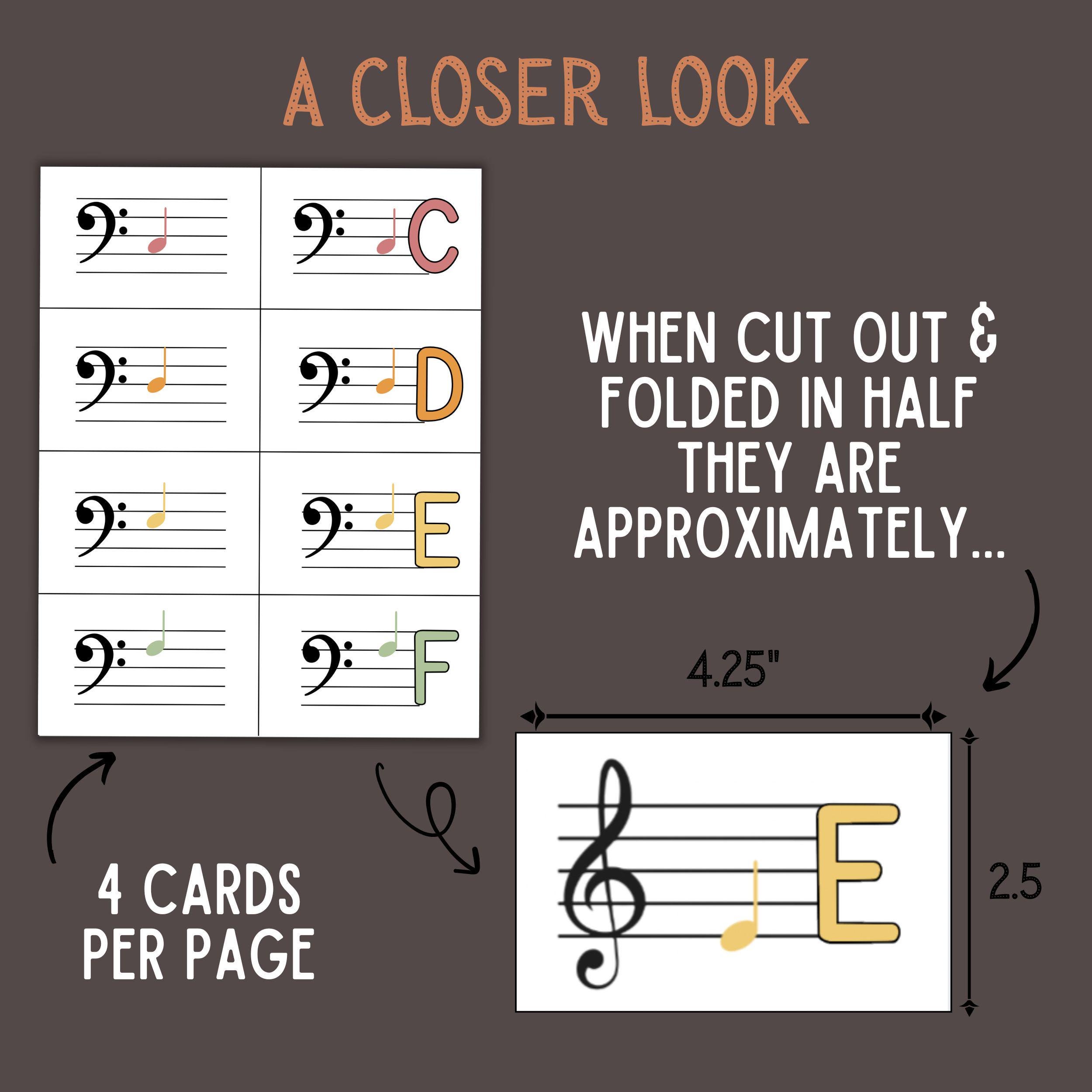 Printable Music Note Flashcards & Poster Set | Treble and Bass Clef ...