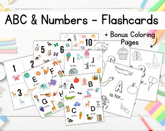 ABC Flashcards & Coloring Pages | Alphabet Flashcards for Kids | Number Flashcards | Printable Flashcards for Homeschool or Classroom
