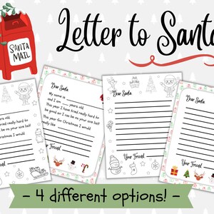 Kinder Brief an Santa Bundle |  Druckbare Kinder Weihnachtsbrief an Santa Malseite | Offizieller Brief an den Weihnachtsmann Schreibvorlagen Paket |