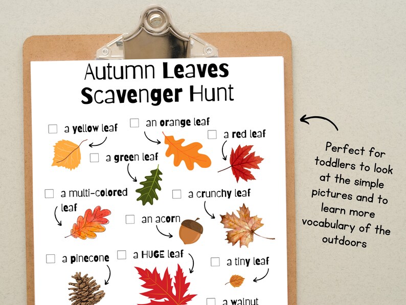 Fall Scavenger Hunt for Kids Printable Pumpkin Patch Activity Nature