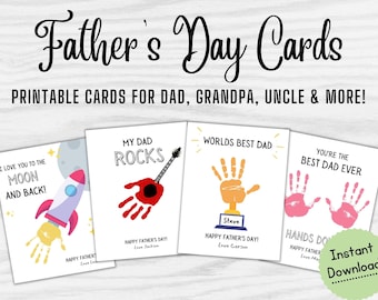 Father’s Day Card Printable | Handprint Art for Dad | Keepsake Handprint Craft | Personalized Gift for Dad from Kids | Handprint Keepsake
