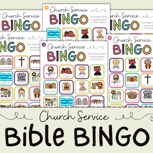 Bingo bíblico / Bingo imprimible para la iglesia / Juegos bíblicos para niños / Tarjetas de bingo imprimibles / Juegos de la iglesia / BINGO de Jesucristo / Juego de memoria bíblico