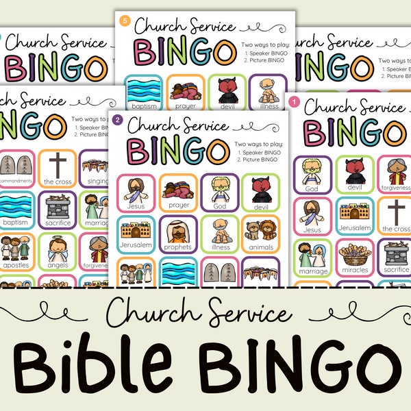 Bible Bingo | Printable Church Bingo | Bible Games for Kids | Printable Bingo Cards | Church Games | Jesus Christ BINGO | Bible Memory Game