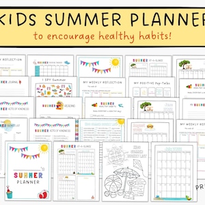 Printables zomerplanner voor kinderen | Activiteitenbundel checklist zomer | Afdrukbaar pakket met zomeractiviteiten | Zomerrooster voor kinderen | Kindertracker