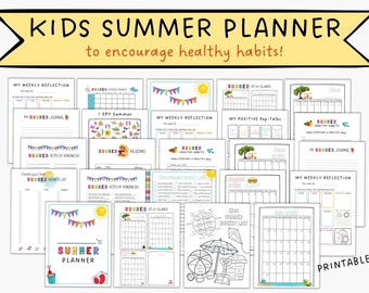 Kids Summer Planner Printables | Summer Checklist Activity Bundle | Printable Summer Activities Pack | Kids Summer Schedule | Kids Tracker