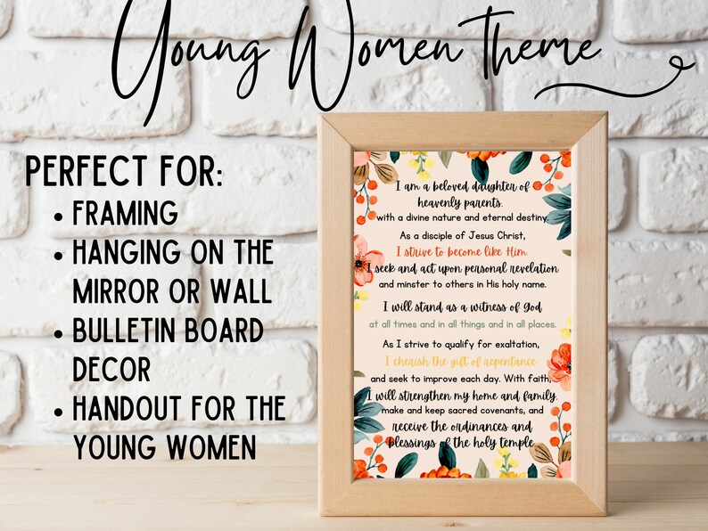 New Young Women Theme Poster Printable Latter-day Saints YW - Etsy