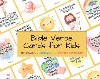 Bible Verse Cards for Kids | Printable Scripture Cards for Children | Prayer Board Cards | Bible Study | Bible Quotes | Sunday School