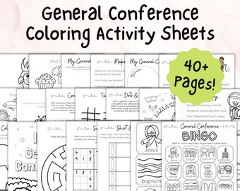 General Conference April 2024 Activities for Kids | Coloring Page Pack | LDS Conference Packet | Conference BINGO | General Conference Games