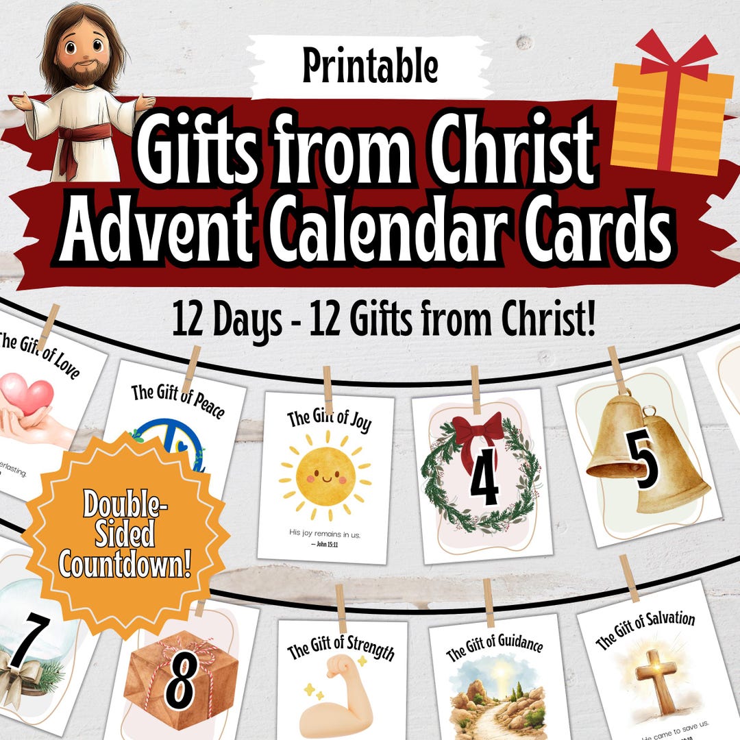 Christian Advent Cards | 12 Printable Gifts From Christ Advent Calendar ...