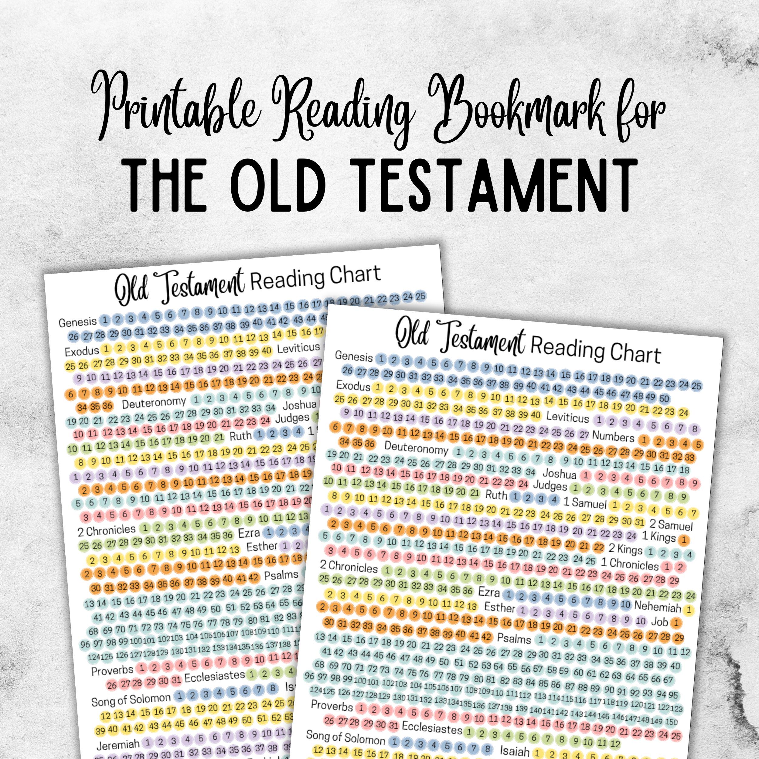 Printable Old Testament Reading Chart Bookmark, Bible Reading Tracker, Scripture Checklist, Christian Bible Study Printable PDF