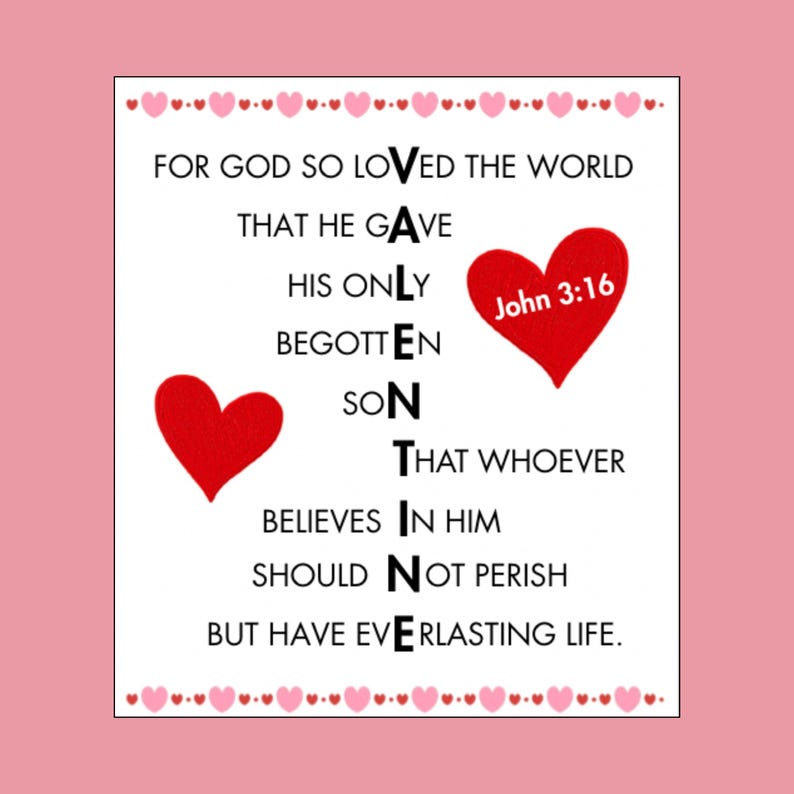 Printable Bible Verse Valentines for Kids | John 3:16 Valentine Cards ...