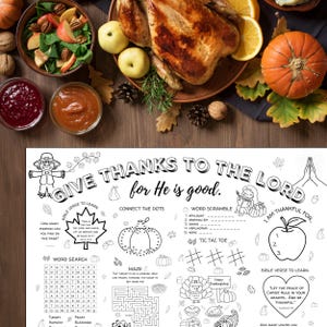 Printable Christian Thanksgiving Coloring Placemat for Kids | Bible ...