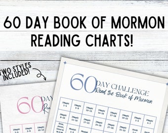 60 Day Book of Mormon Reading Chart | Printable Reading Chart | LDS Reading Challenge | Reading Tracker