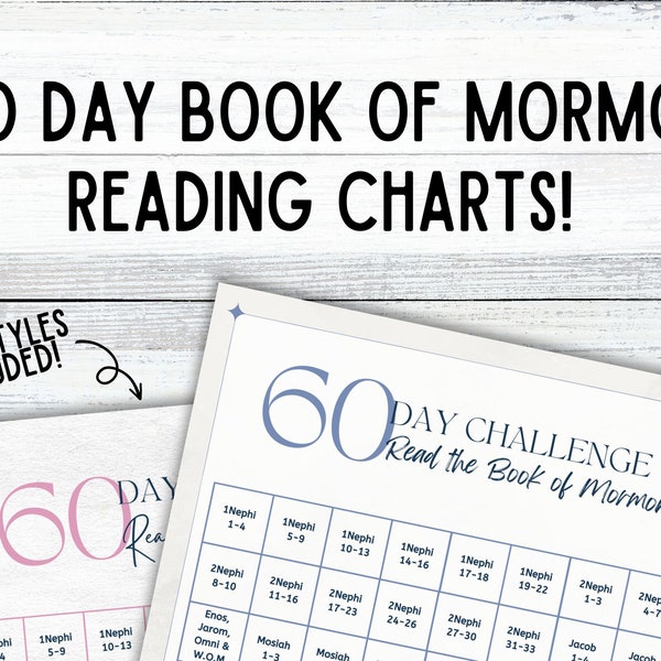 60 Day Book of Mormon Reading Chart | Printable Reading Chart | LDS Reading Challenge | Reading Tracker