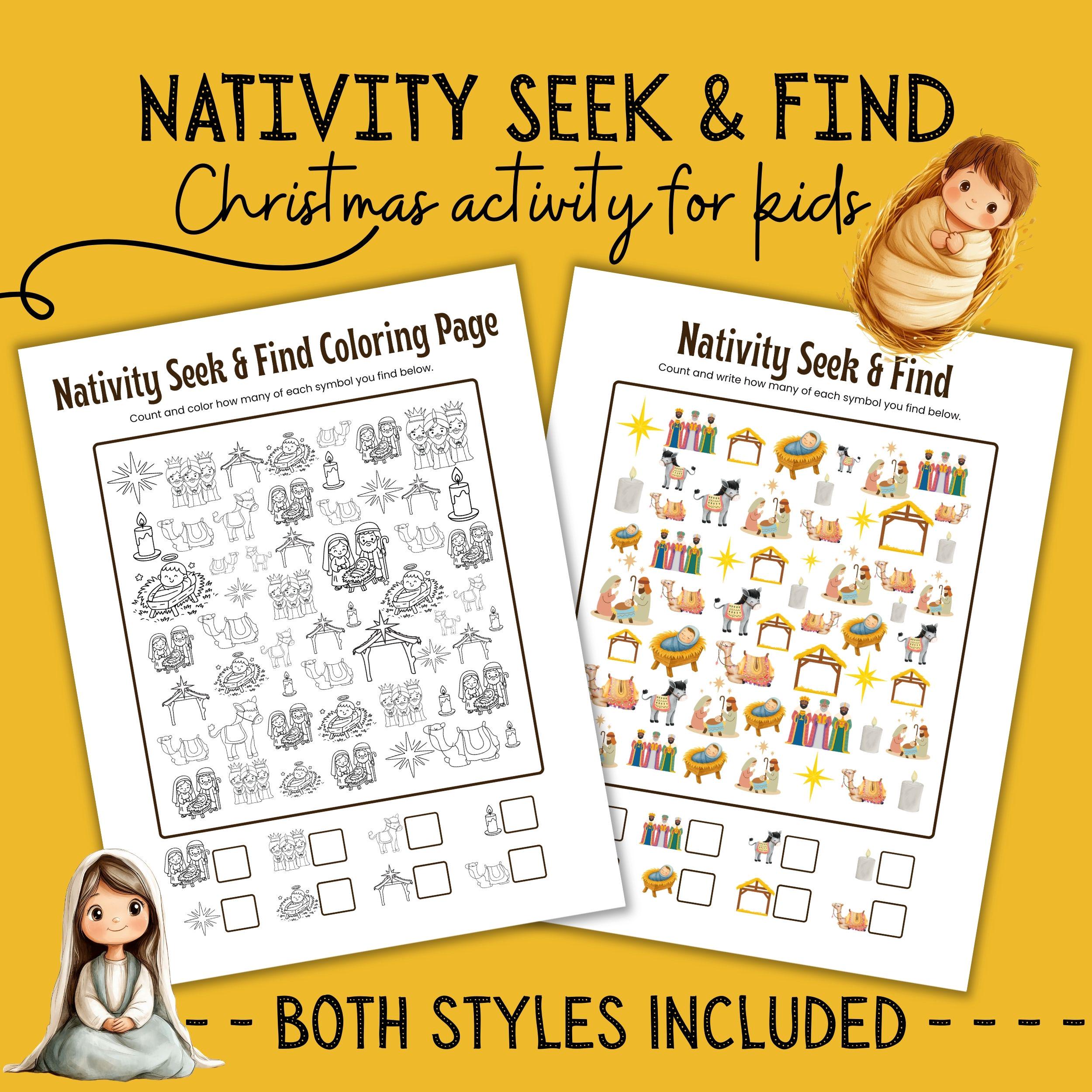 Printable Nativity Seek and Find Game for Kids I Spy Christmas Game…
