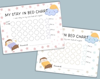 Printable Stay in Bed Chart for Kids | Toddler Bedtime Chart | Printable Behavior Chart | Reward Chart for Kids | Sleeping Chart