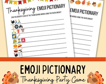 Emoji Pictionary Thanksgiving Party Game | Holiday Emoji Quiz | Thanksgiving Word Games | Family Thanksgiving Game | Thanksgiving Emoji Game