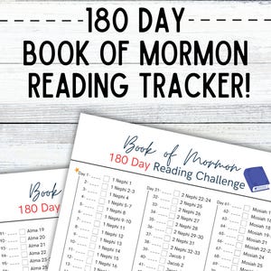 Tableau de lecture du Livre de Mormon de 180 jours | Tableau de lecture imprimable | Défi de lecture SDJ | Guide de suivi de lecture du Livre de Mormon de 6 mois