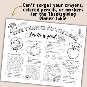 Printable Christian Thanksgiving Coloring Placemat for Kids | Bible ...