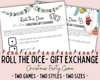 Gift Exchange Game | Dice Game for Christmas Parties | White Elephant Game | Holiday Roll the Dice Game | Printable Christmas Party Activity