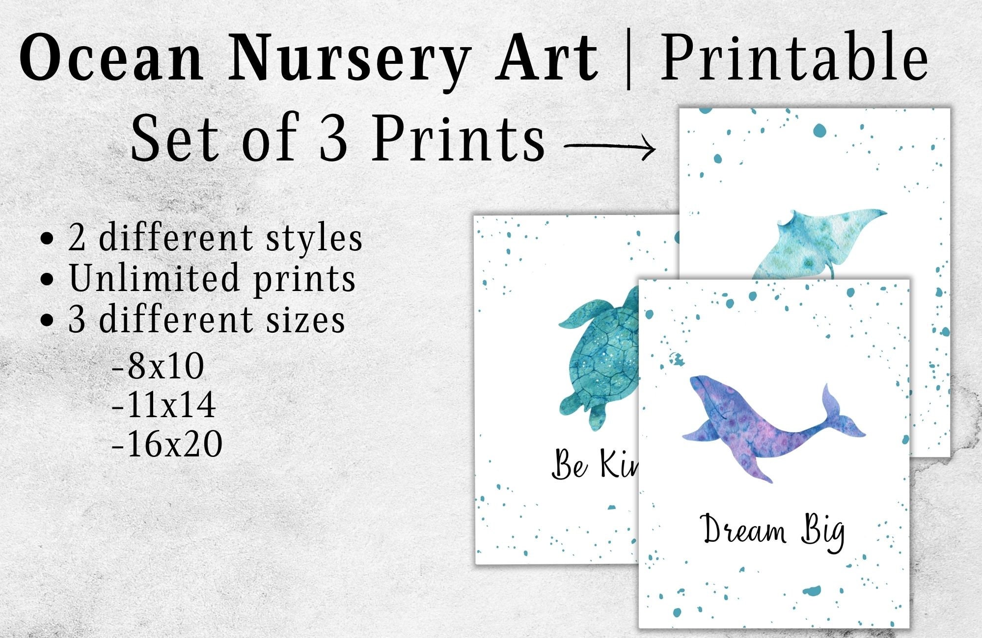 Ocean Nursery Wall Decor | Printable Nursery Art | Ocean Nursery Decor ...