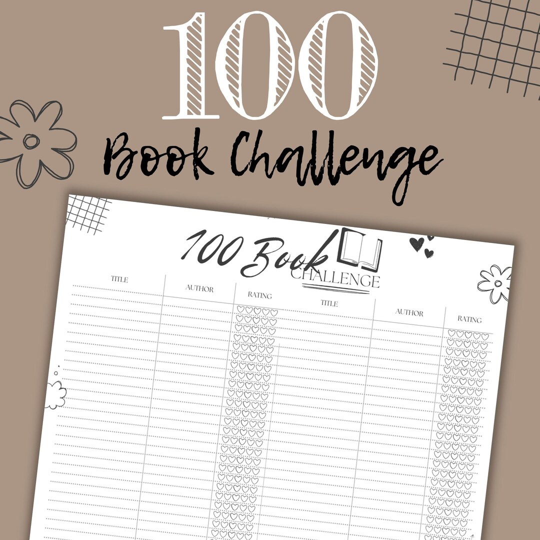 Printable 100 Book Challenge Reading Tracker | Reading Log & Book List ...
