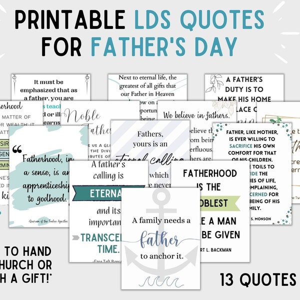 LDS Father's Day Quotes Printable | Father's Day Gifts | Father's Day Card | LDS Gifts | Printable LDS Quotes for Priesthood