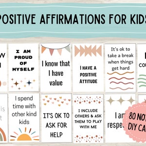 Notes d'affirmations positives pour les enfants imprimable | Cartes de pleine conscience pour enfants | Cartes d'autonomisation pour enfants | Encouragements quotidiens pour les enfants