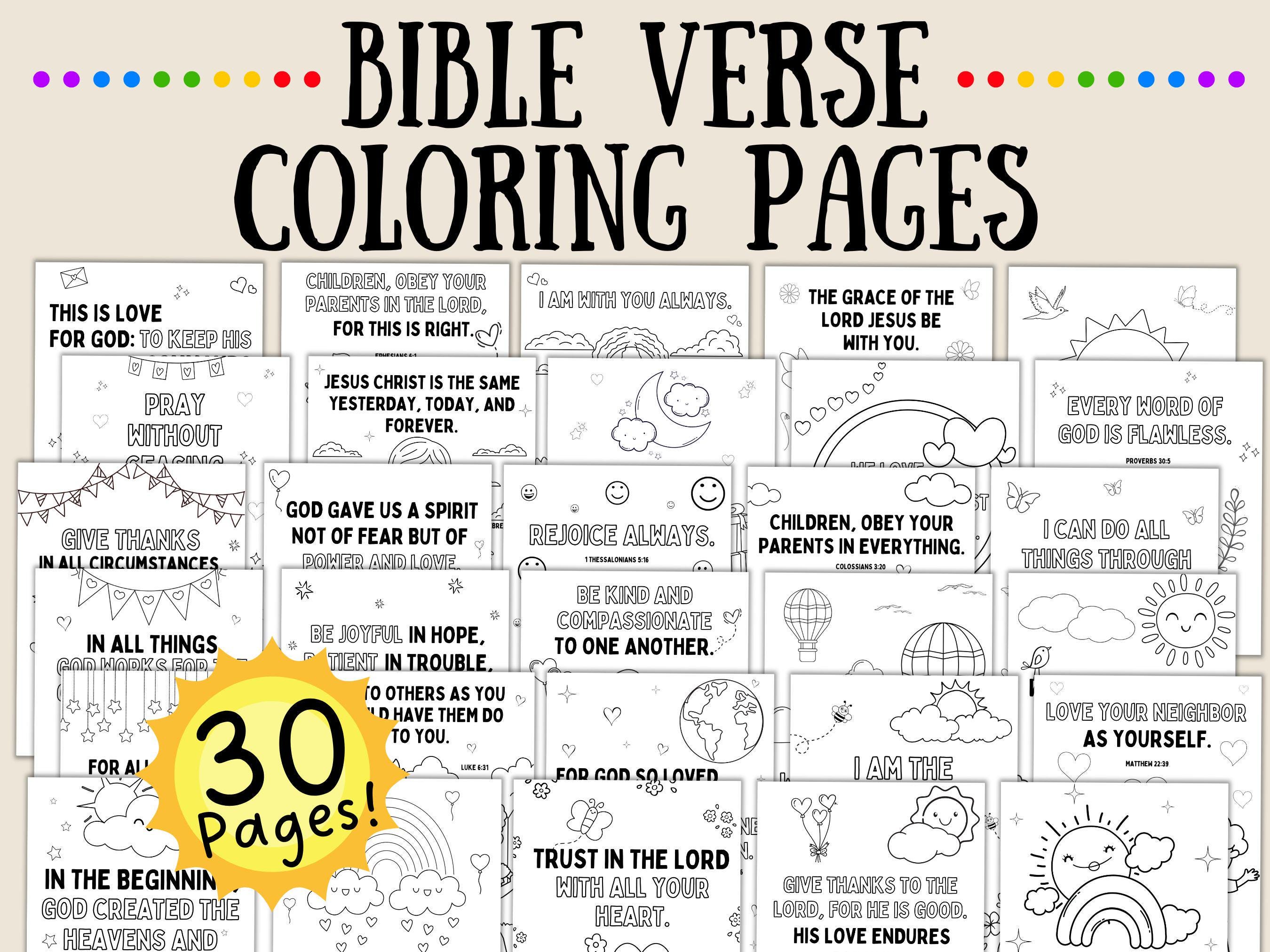 Bible Verse Coloring Pages for Kids | Printable Coloring Book for ...