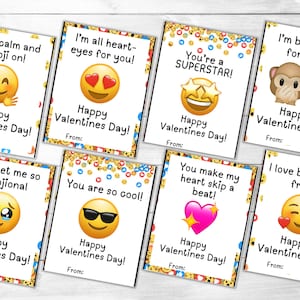 Druckbare Emoji Valentinstag Karten | Emoji Themed Valentinstag Karte | Valentinstag Klassenzimmer Party Karten | Emoji Valentinstag | Digitaler Download