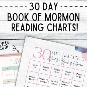 30 Day Book of Mormon Reading Chart | Printable Reading Chart | LDS Reading Challenge | Reading Tracker | Church of Jesus Christ | Scripture
