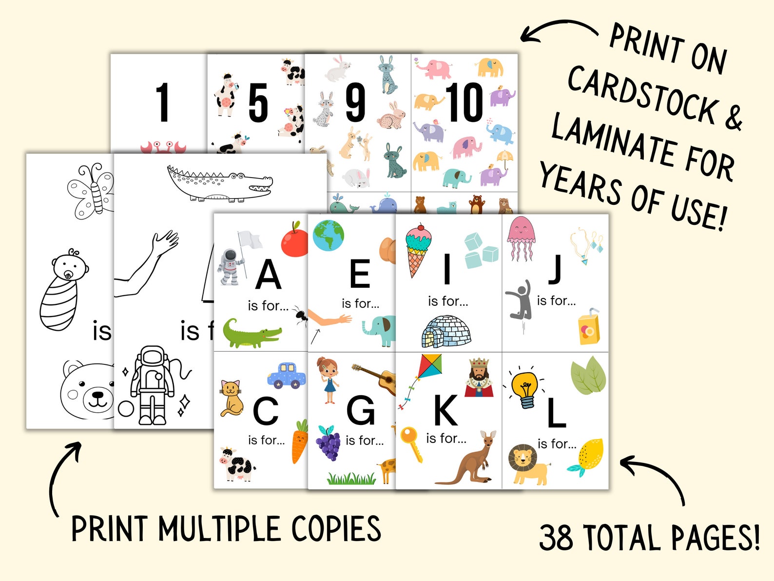 ABC Flashcards & Coloring Pages Alphabet Flashcards for Kids Number Flashcards Printable