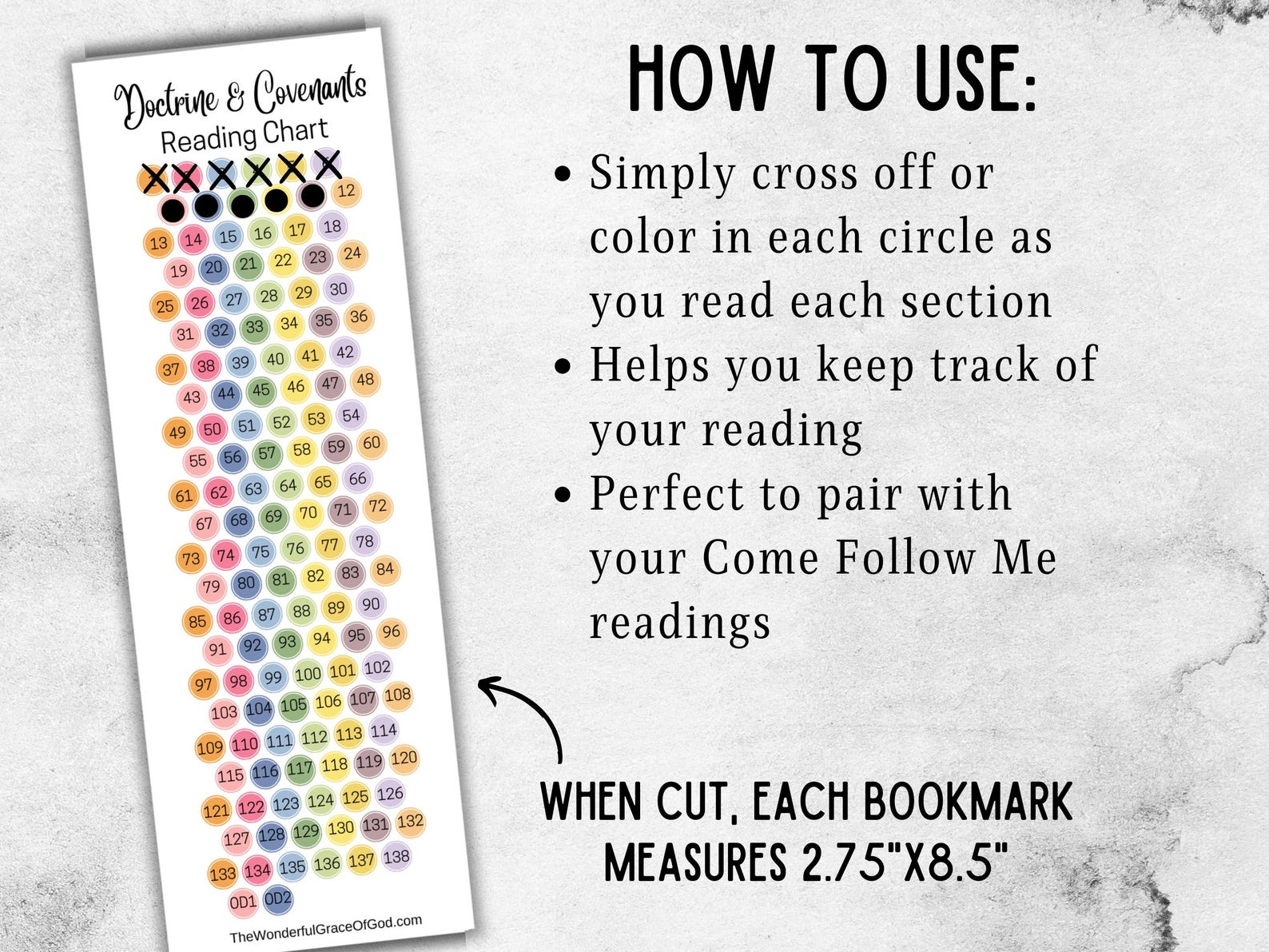 D&C Reading Chart Bookmark Printable Bookmark for Doctrine and