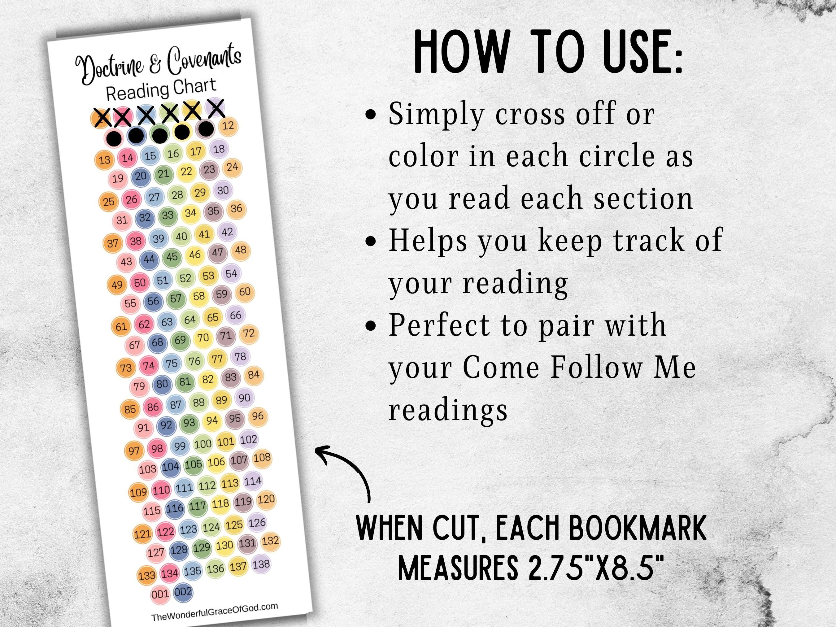 D&C Reading Chart Bookmark | Printable Bookmark for Doctrine and ...