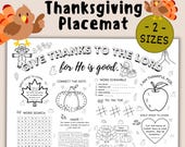 Printable Christian Thanksgiving Coloring Placemat for Kids | Bible Verse Thanksgiving Activity Sheet | Faith-Based Kids Table