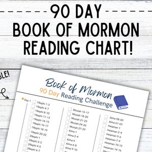 Tableau de lecture du Livre de Mormon de 90 jours | Tableau de lecture imprimable | Défi de lecture SDJ | Guide de suivi de lecture du Livre de Mormon de 3 mois