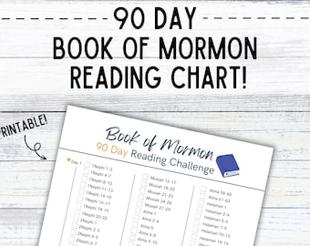 90 Day Book of Mormon Reading Chart | Printable Reading Chart | LDS Reading Challenge | 3 Month Book of Mormon Reading Tracker Guide