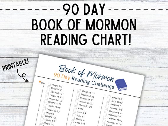 90 Day Book of Mormon Reading Chart | Printable Reading Chart | LDS Reading Challenge | 3 Month Book of Mormon Reading Tracker Guide