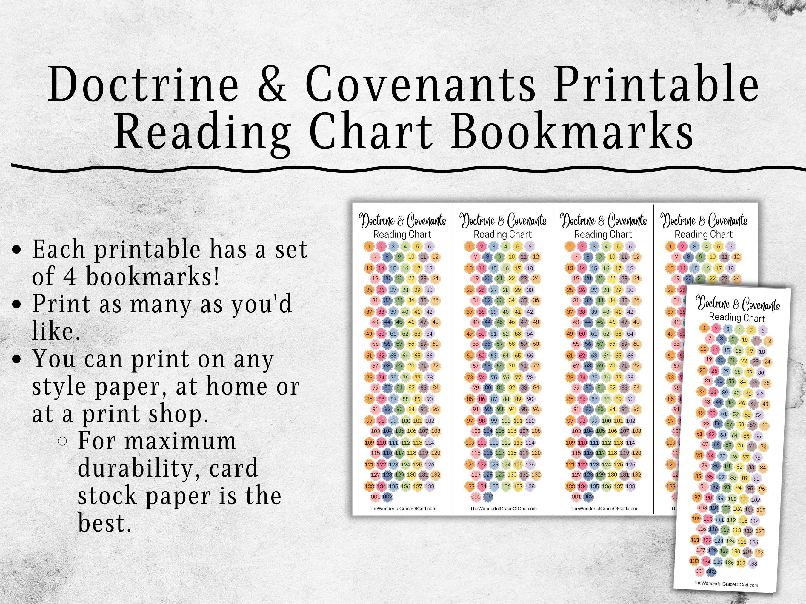 D&C Reading Chart Bookmark | Printable Bookmark for Doctrine and ...